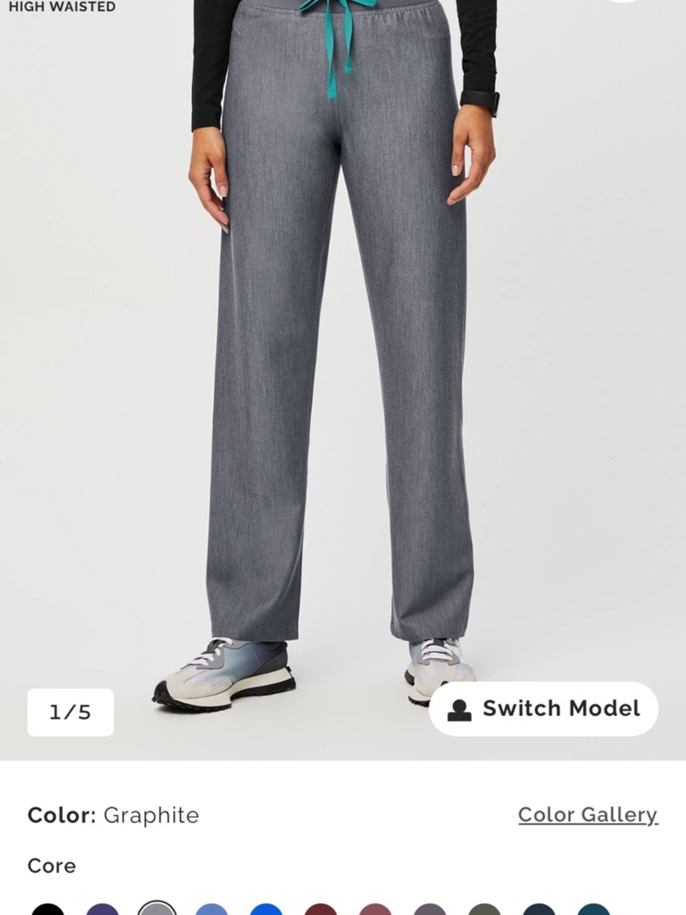 Figs Graphite High-Waist Livingston Scrub Pants